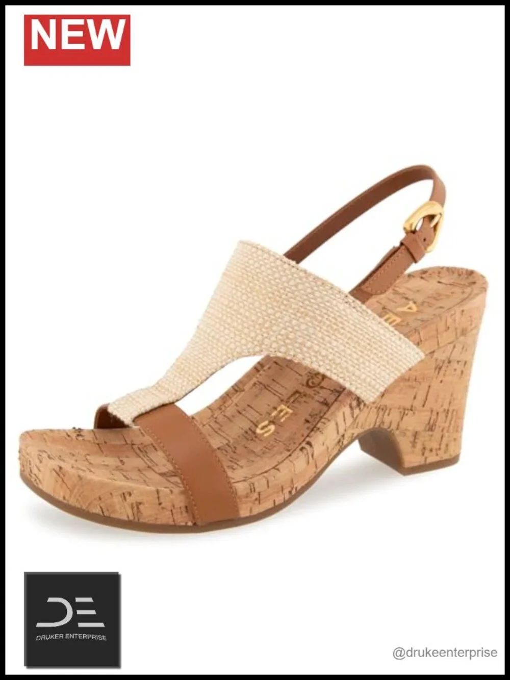 Women's Wedge Sandal with Cushioned Insole and Adjustable Buckle